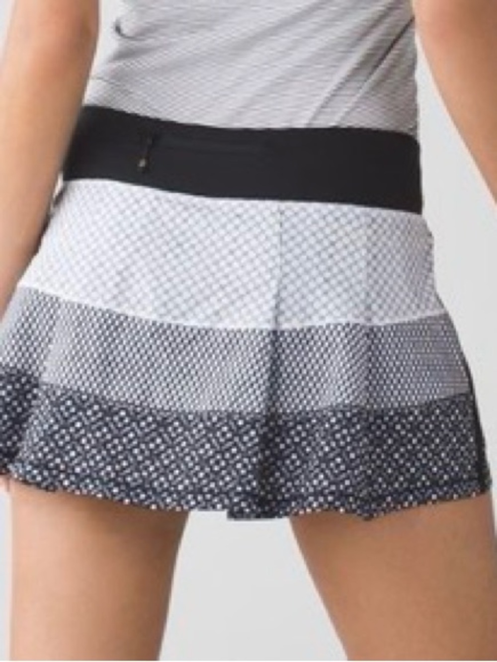 Lululemon Pace Rival Skirt II Black and White Tiered Dotted Skirt